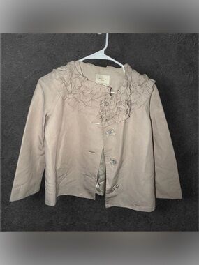 Kate Spade New York Ruffle Jacket Blazer Women’s XS Beige